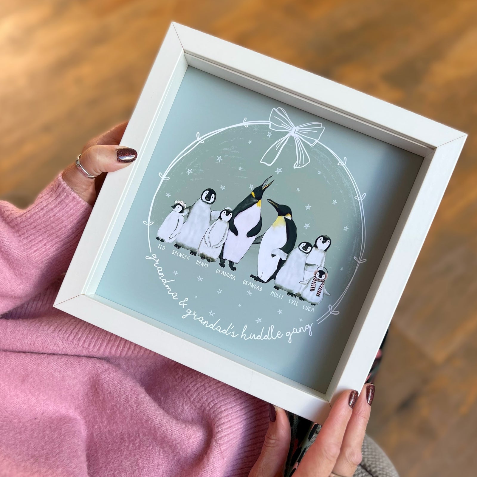 Penguin Family Portrait Print Square