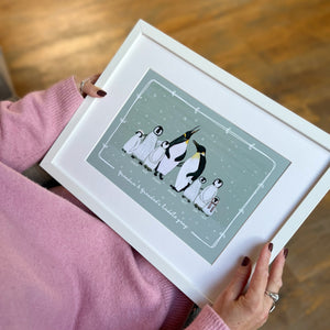 Penguin Family Portrait Print A4 or A3