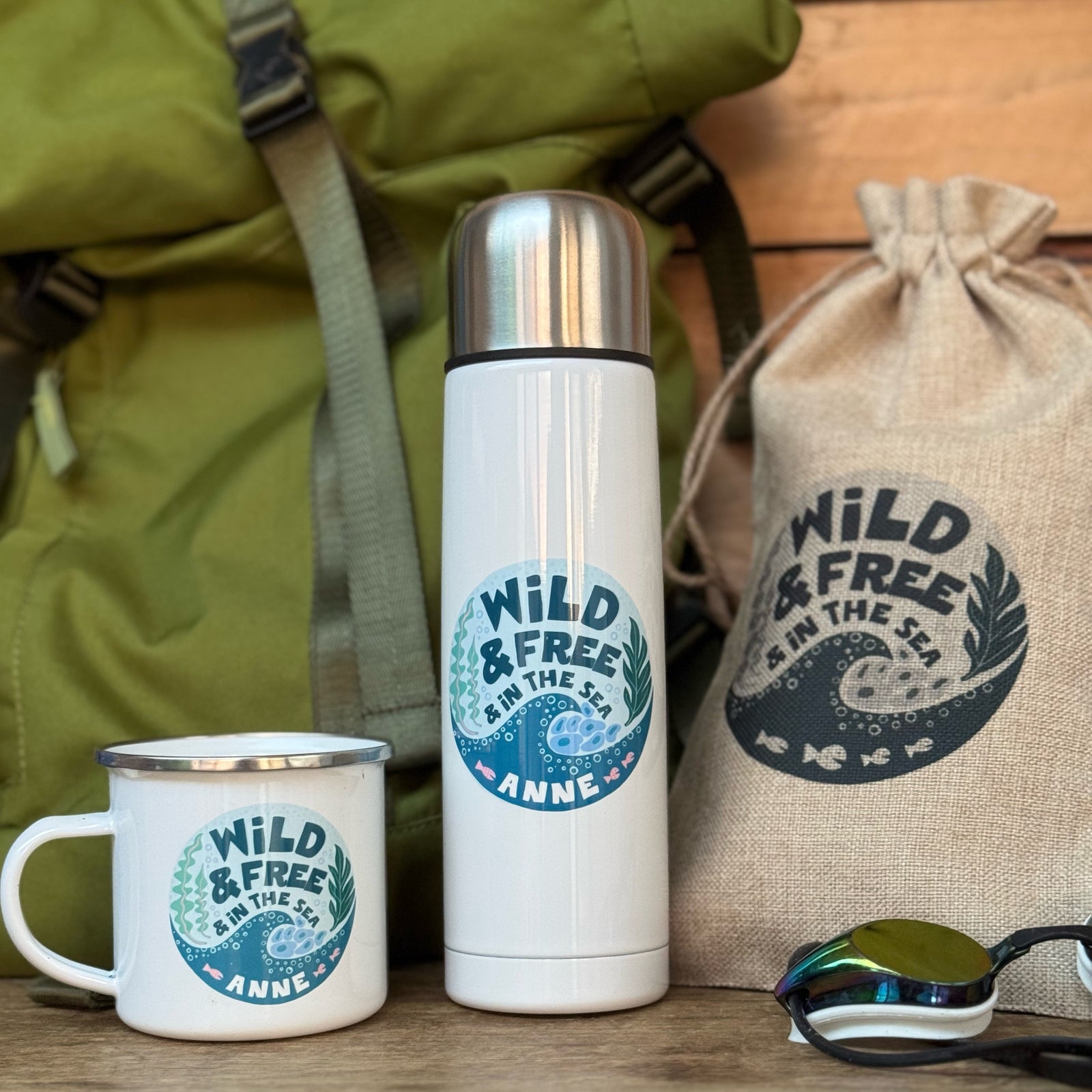 Wild And Free Sea Swimming Enamel Mug
