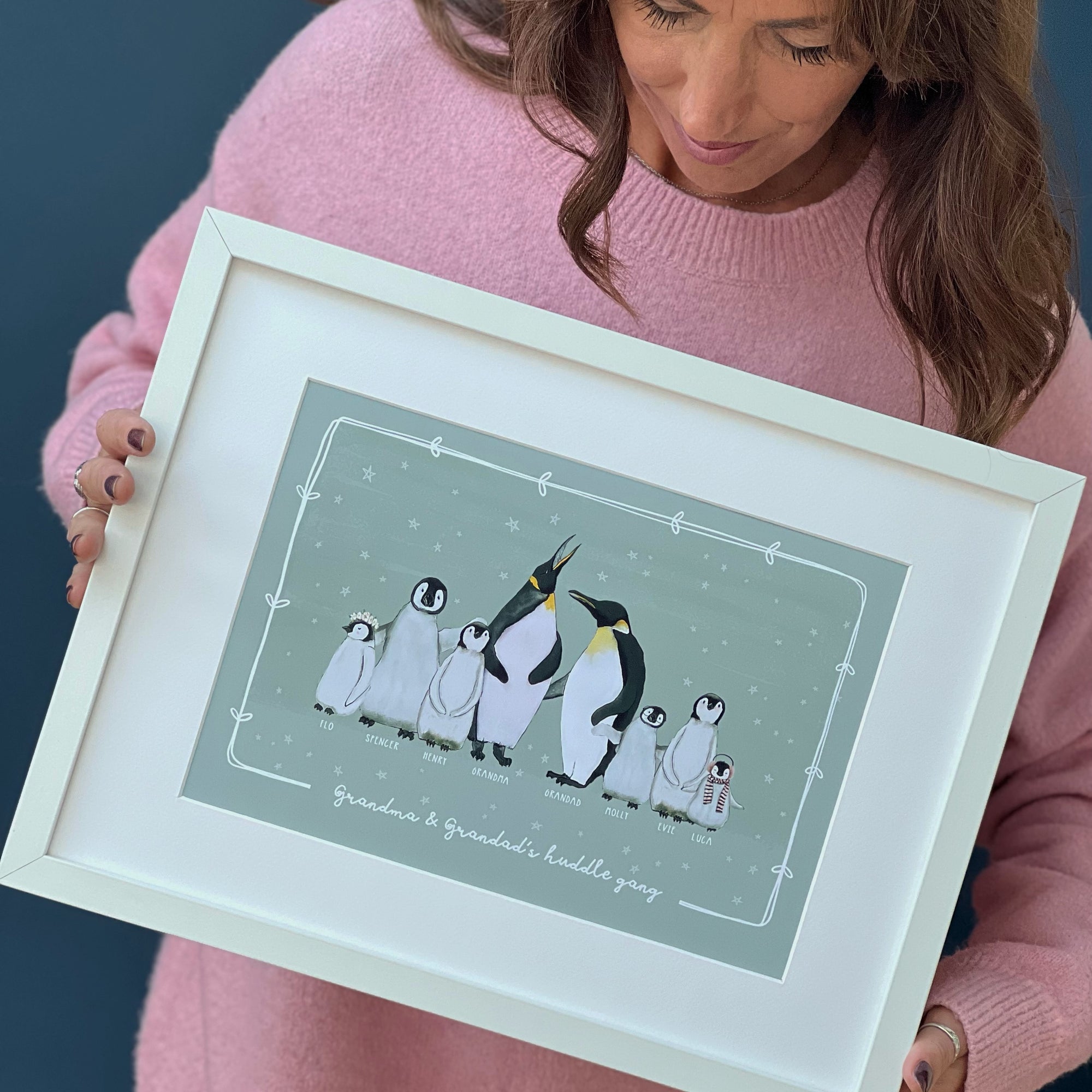 Penguin Family Portrait Print A4 or A3