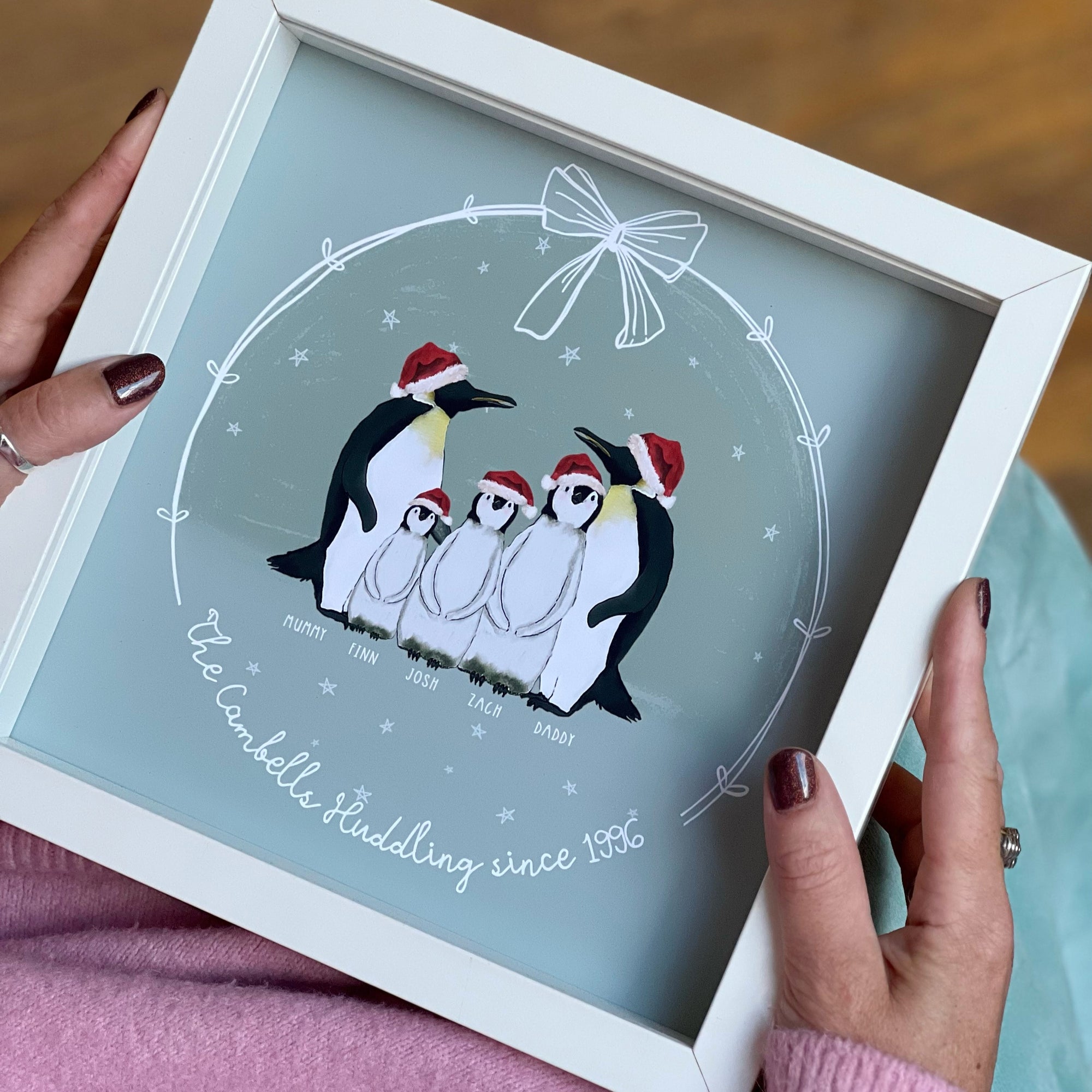 Penguin Family Portrait Print Square