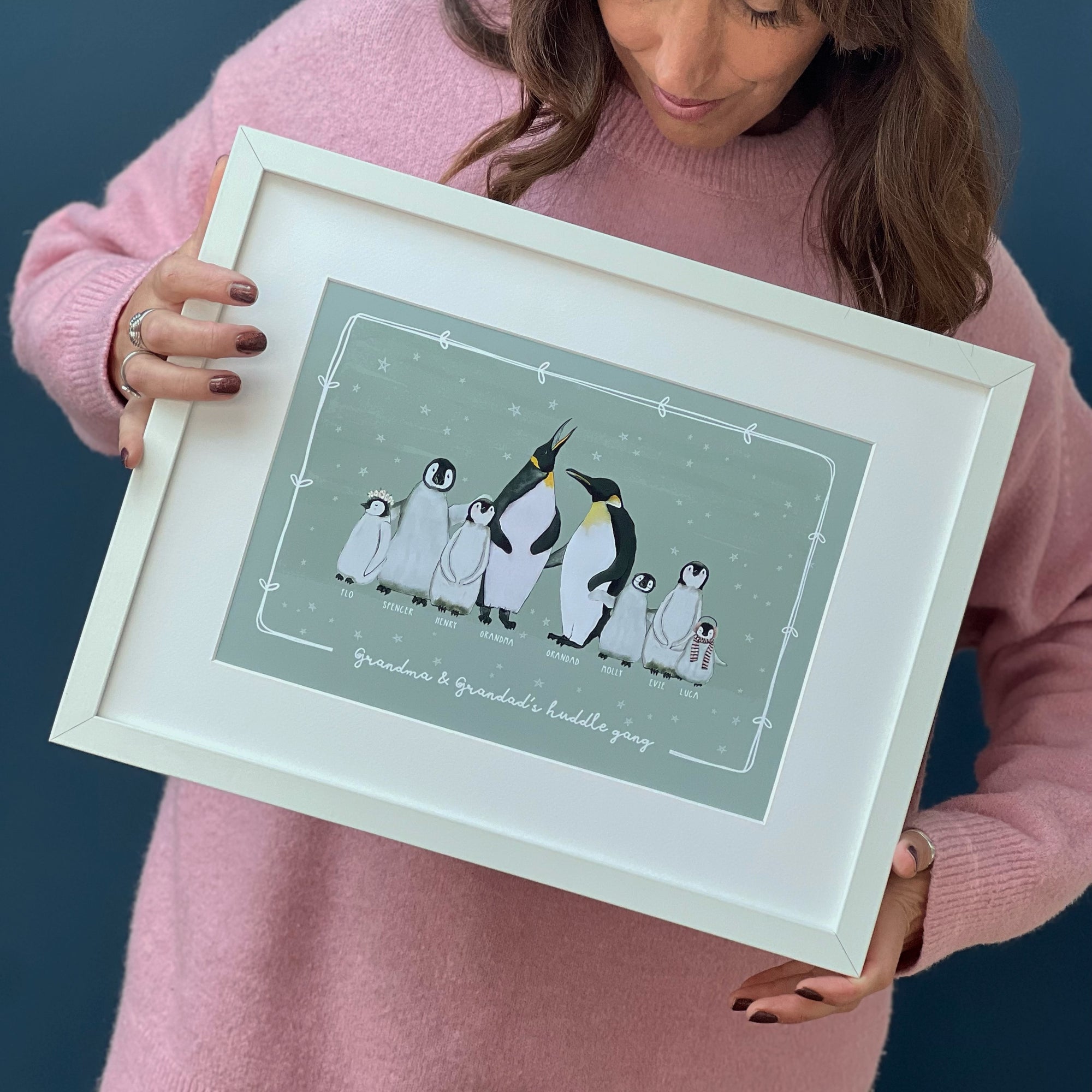 Penguin Family Portrait Print A4 or A3