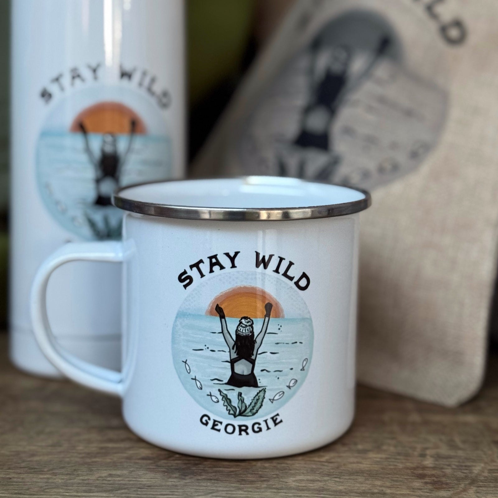 Stay Wild Sea/Cold Water Swimming Enamel  Mug