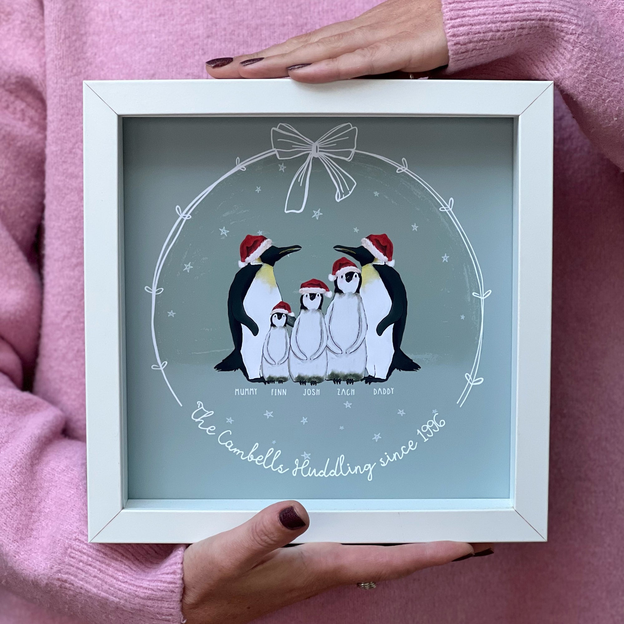 Penguin Family Portrait Print Square