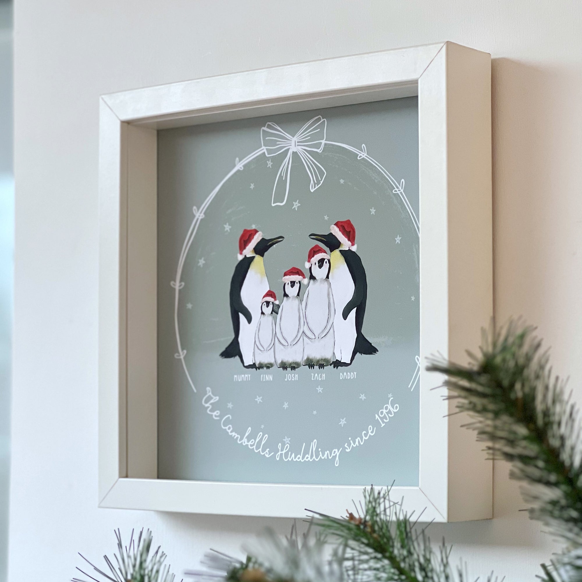 Penguin Family Portrait Print Square