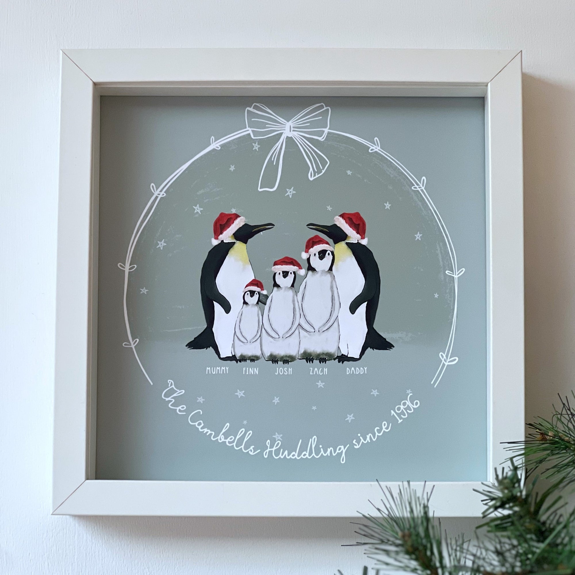 Penguin Family Portrait Print Square