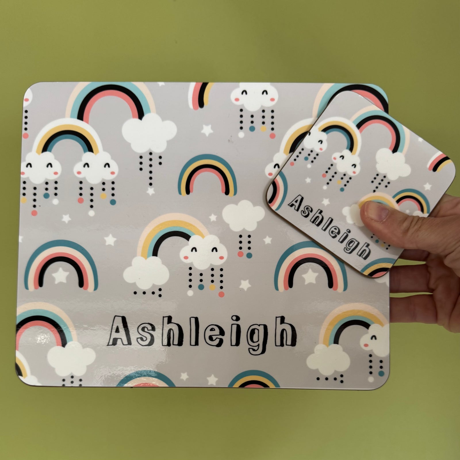 ASHLEIGH - Rainbows placemat & matching coaster