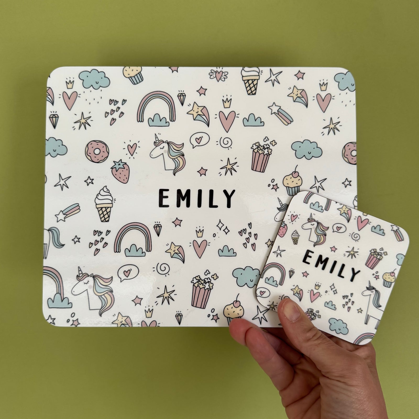 EMILY - Unicorns Placemat & matching coaster