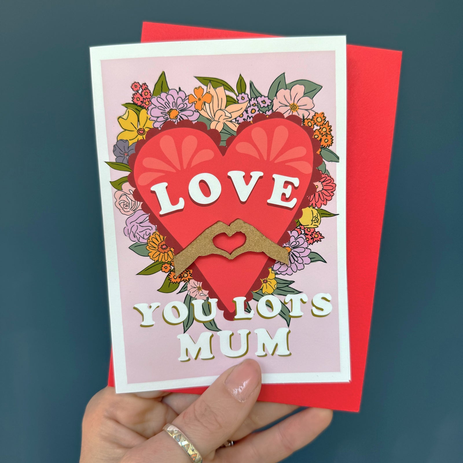 Love you lots Mothers Day Card with Flowers