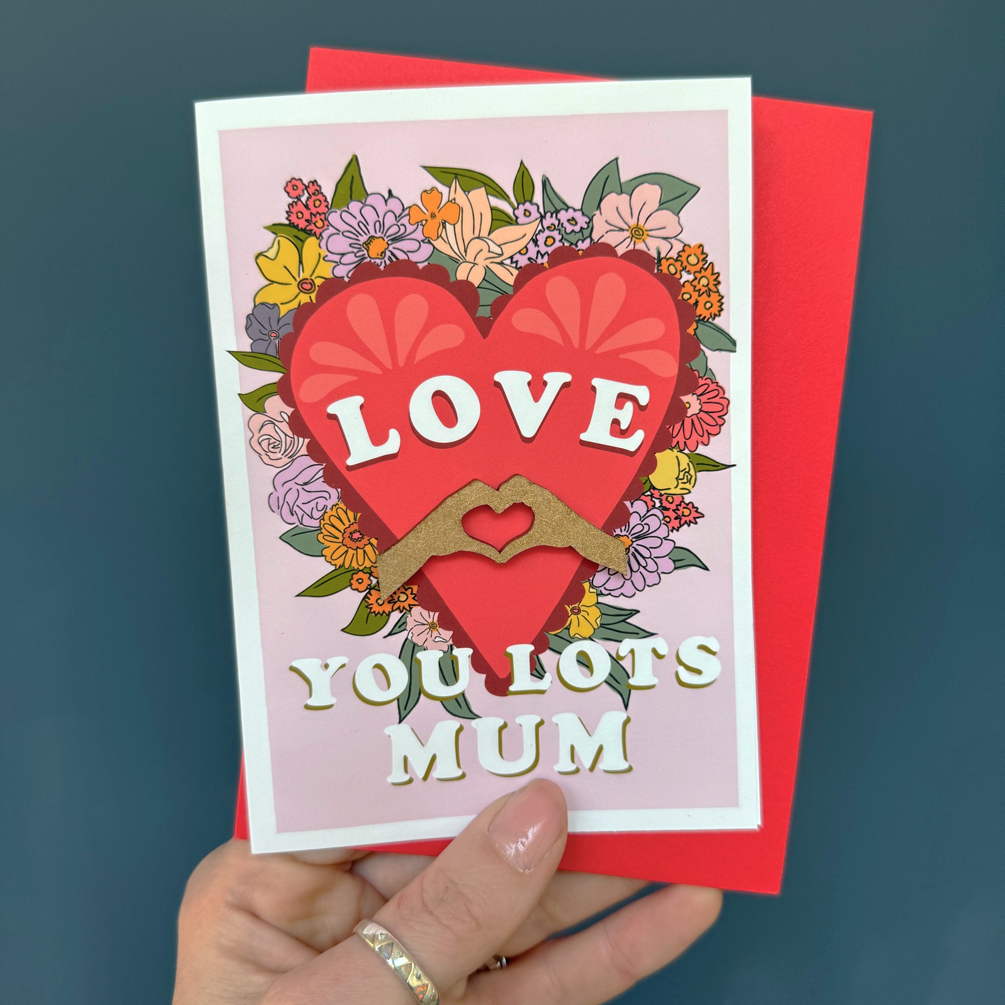 Love you lots Mothers Day Card with Flowers