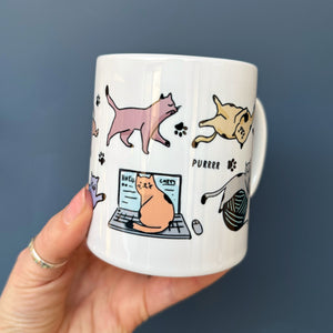 Cat Lover China Mug With Illustrations Of Cats