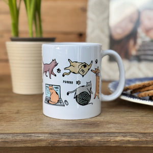 Cat Lover China Mug With Illustrations Of Cats