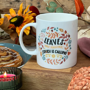 Leaves are Falling Couch/Sofa is Calling Bone China Mug - Personalised Thanksgiving / Fall / Autumn Mug, Fall Mug, Cup for Autumn, Fall