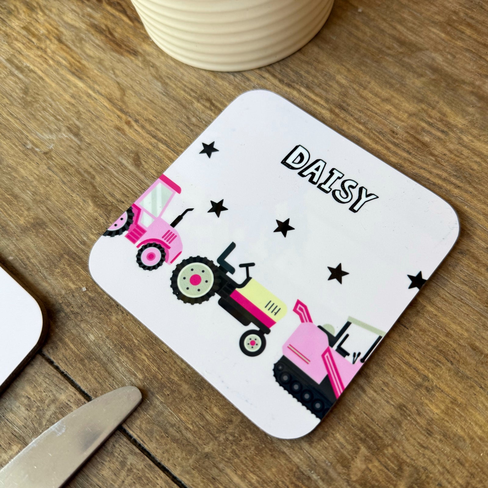 Pink Tractors Coaster