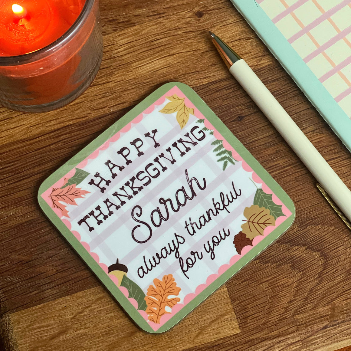 Thanksgiving Coaster - Fall Coaster - Autumn - personalised Coaster for Friend