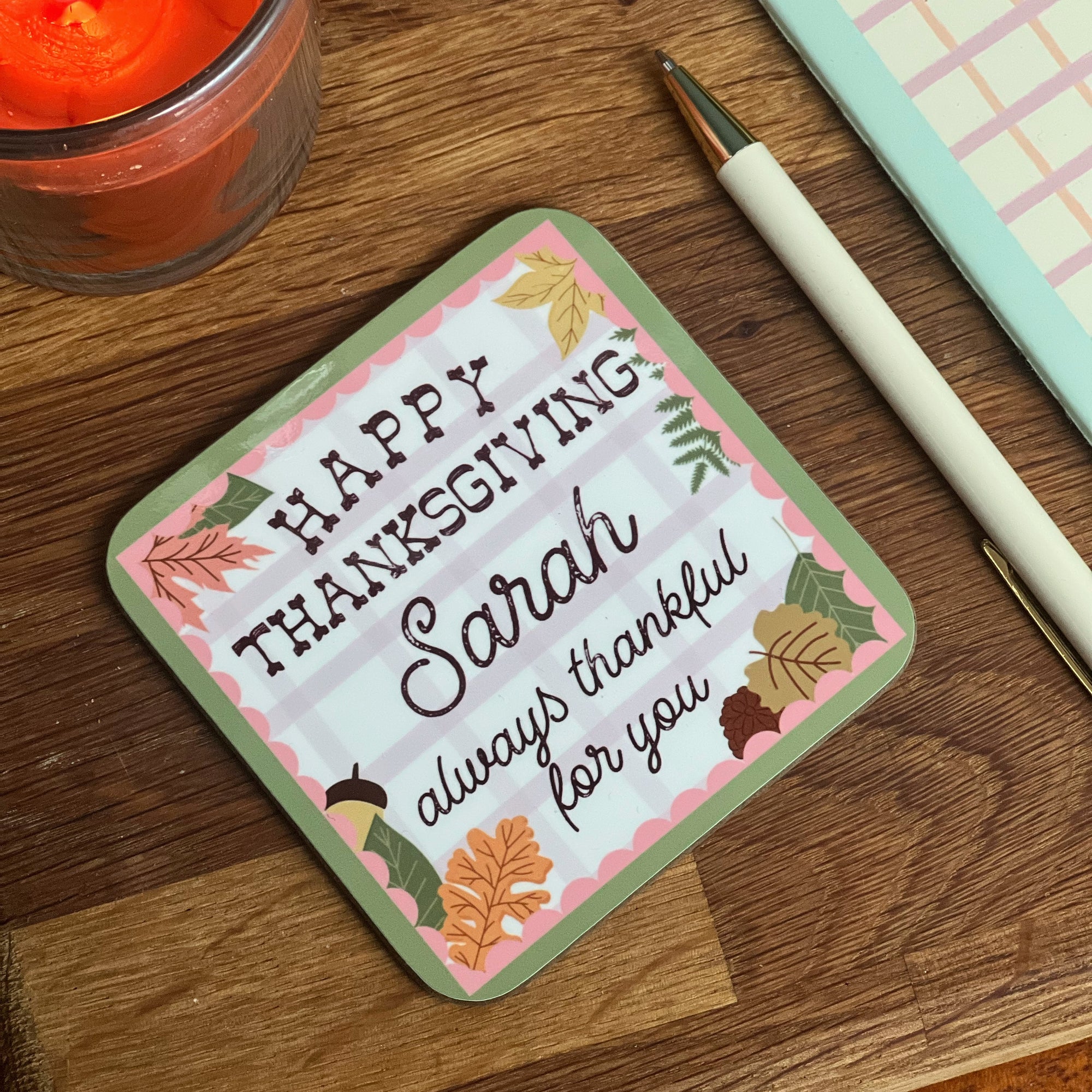 Thanksgiving Coaster - Fall Coaster - Autumn - personalised Coaster for Friend