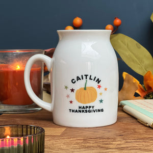 Luxury Bone China Thanksgiving Milk Mug - Pumpkin China Mug - Thanksgiving Gift - Hot Chocolate Mug - Kids Warm Milk Mug - Mug for Fall