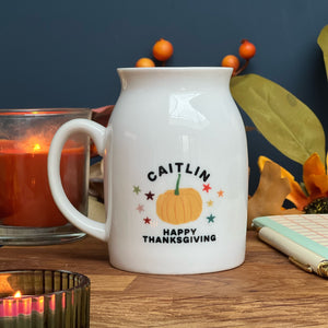 Luxury Bone China Thanksgiving Milk Mug - Pumpkin China Mug - Thanksgiving Gift - Hot Chocolate Mug - Kids Warm Milk Mug - Mug for Fall