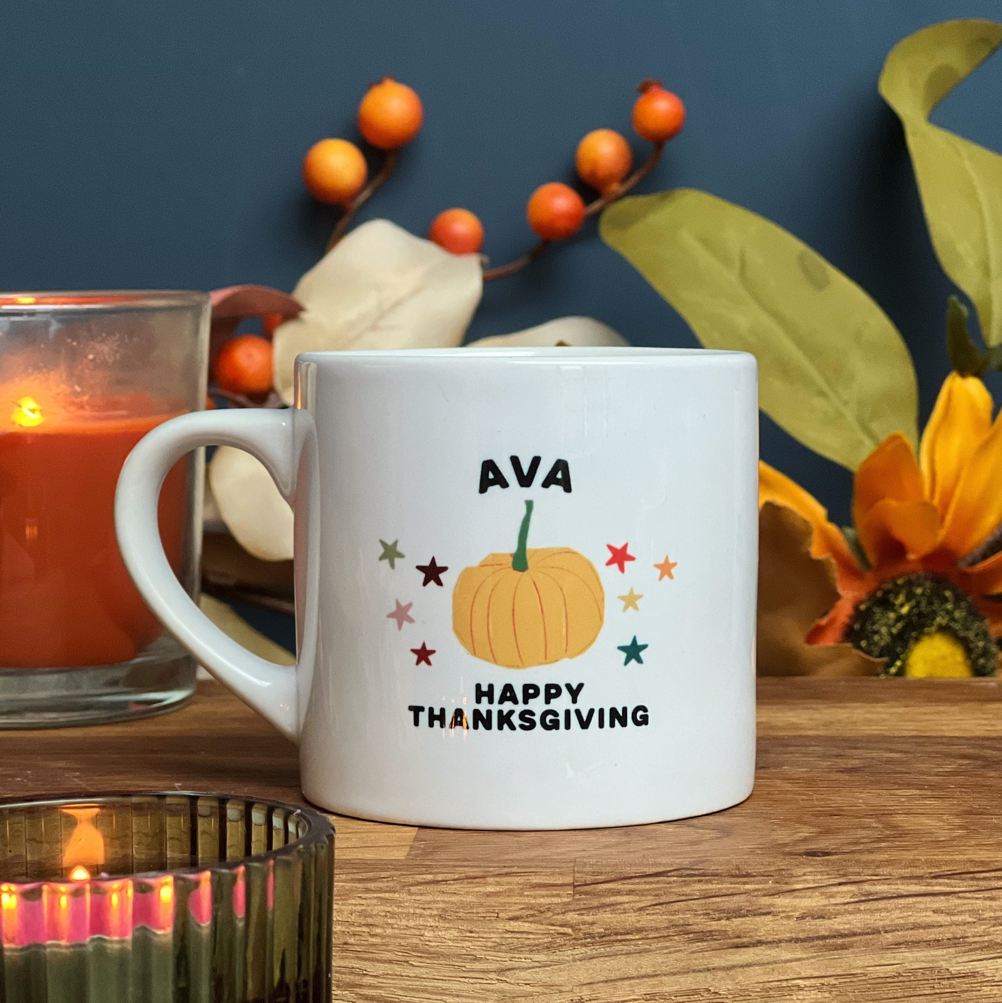 Kids 'Happy Thanksgiving' China Cup - Toddler Cup - Mini China Children's Cup - 6oz Mini Children's Mug - My First China Cup