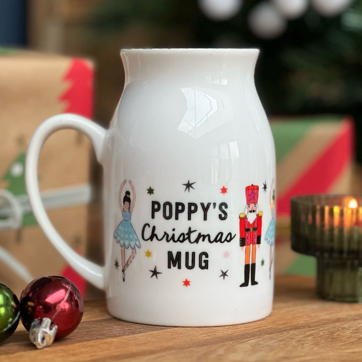 Christmas Bone China Milk Mug With Nutcrackers And Ballerinas