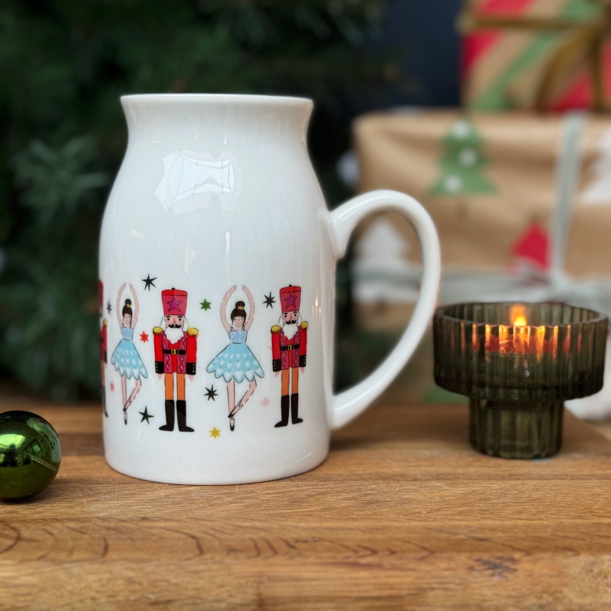 Christmas Bone China Milk Mug With Nutcrackers And Ballerinas