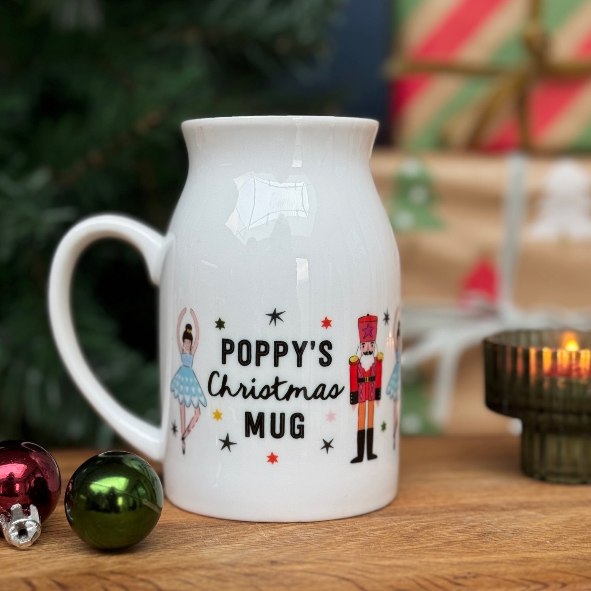 Christmas Bone China Milk Mug With Nutcrackers And Ballerinas