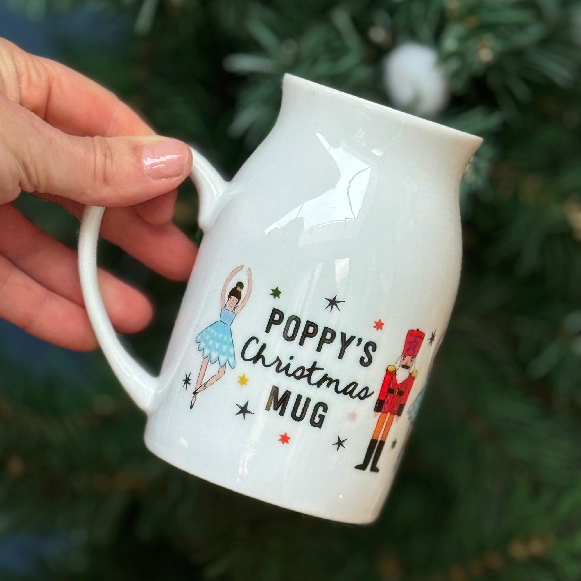 Christmas Bone China Milk Mug With Nutcrackers And Ballerinas