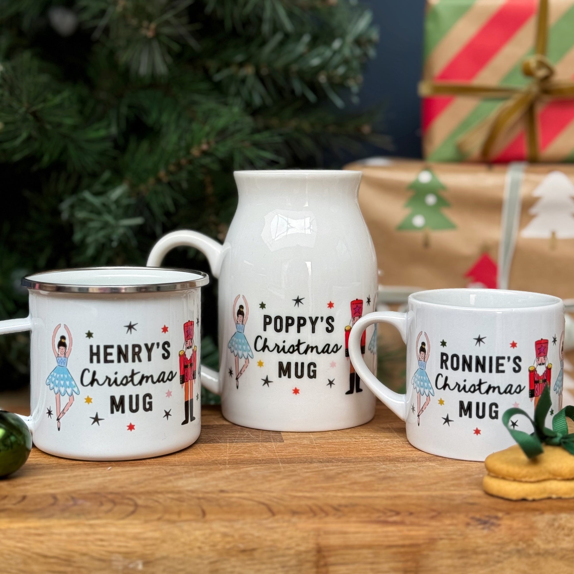 Christmas Bone China Milk Mug With Nutcrackers And Ballerinas