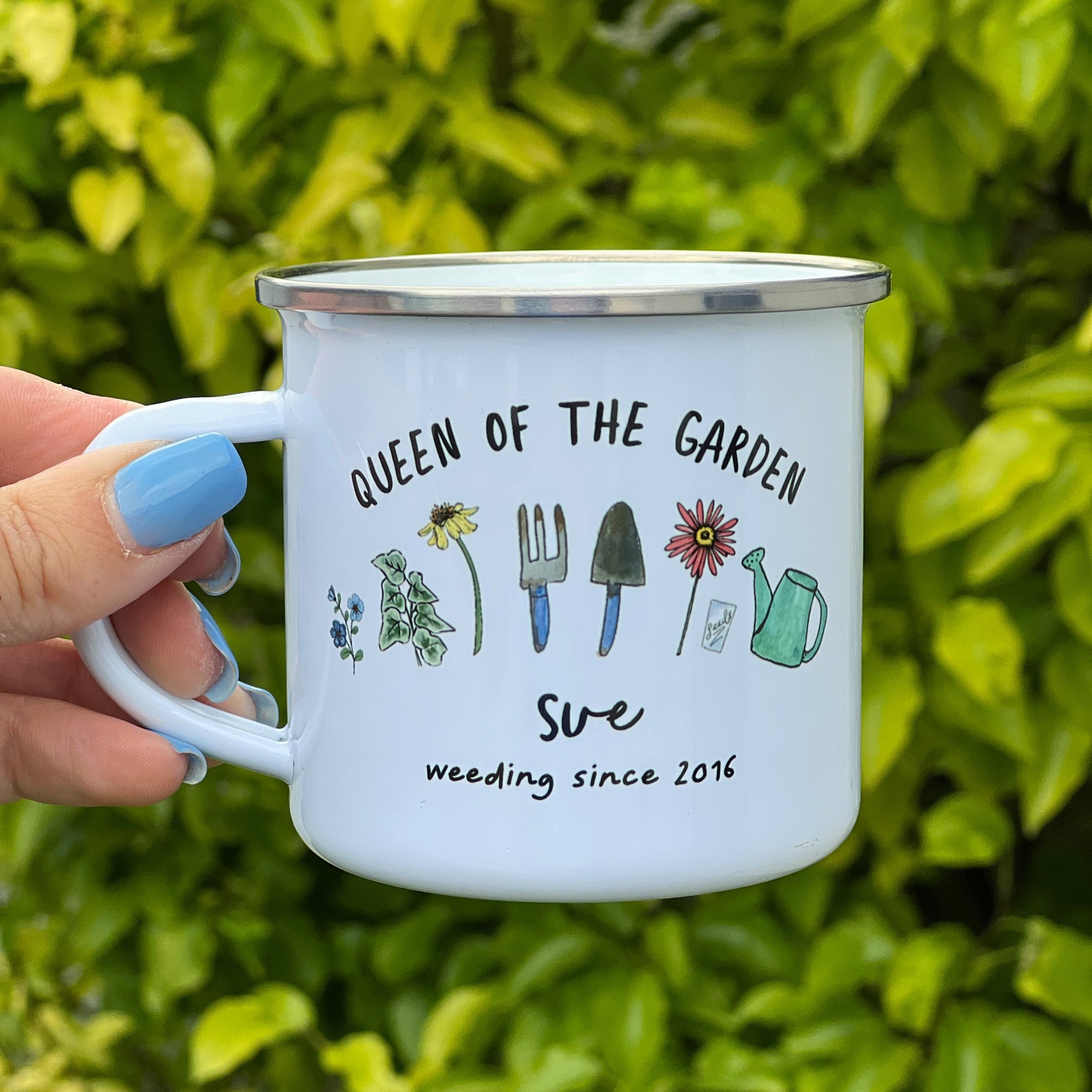 Personalised Gardening themed Enamel Mug