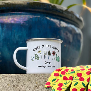 Personalised Gardening themed Enamel Mug