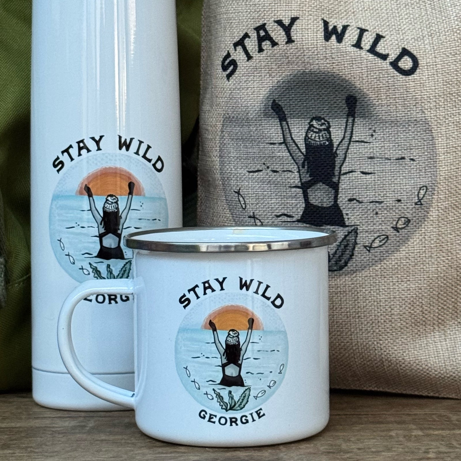 Stay Wild Sea/Cold Water Swimming Enamel  Mug