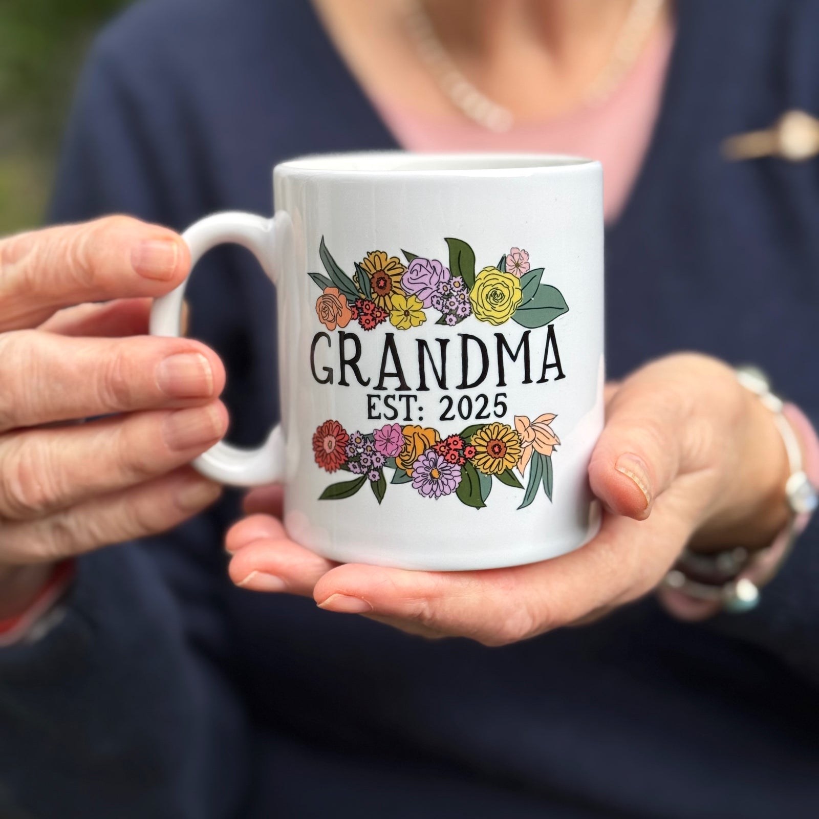 Floral Grandma China Mug with Flowers