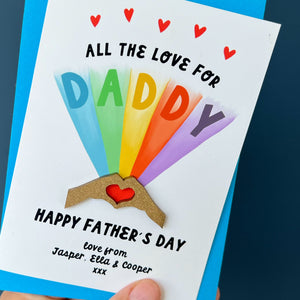 All The Love For Daddy Rainbow Card With 3D Heart Hands