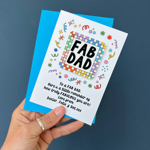 Bright Checkered Fab Dad Card With Magnet