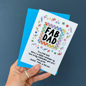 Bright Checkered Fab Dad Card With Magnet