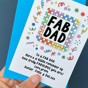 Bright Checkered Fab Dad Card With Magnet