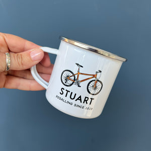 Bicycle Enamel Mug Mountain Bike Style