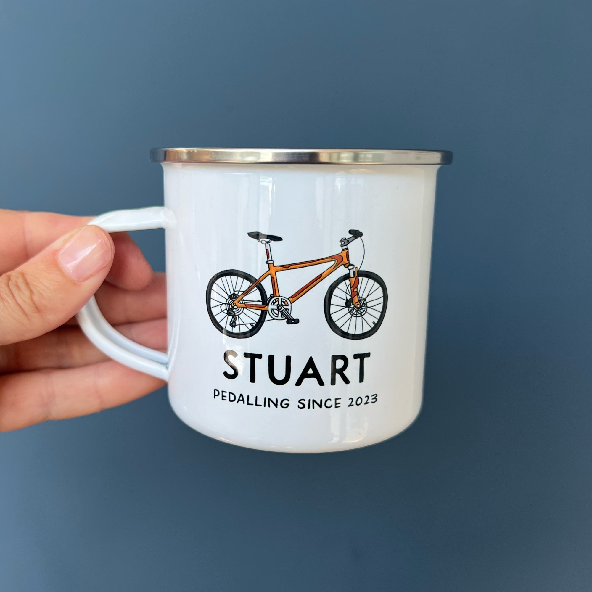 Bicycle Enamel Mug Mountain Bike Style