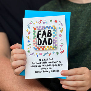 Bright Checkered Fab Dad Card With Magnet