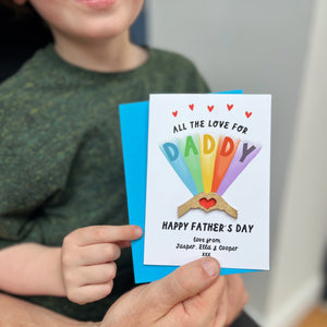 All The Love For Daddy Rainbow Card With 3D Heart Hands