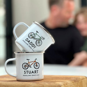 Bicycle Enamel Mug Mountain Bike Style