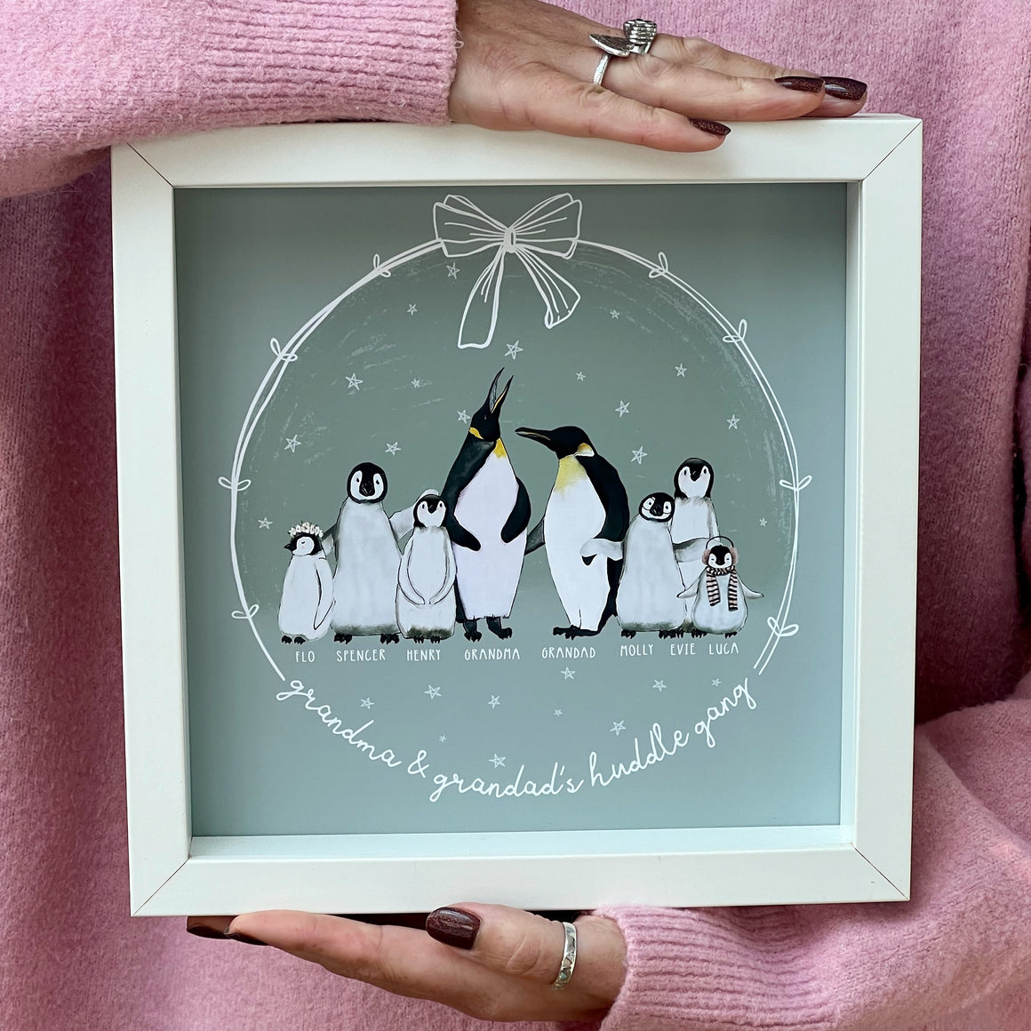 Penguin Family Portrait Print Square