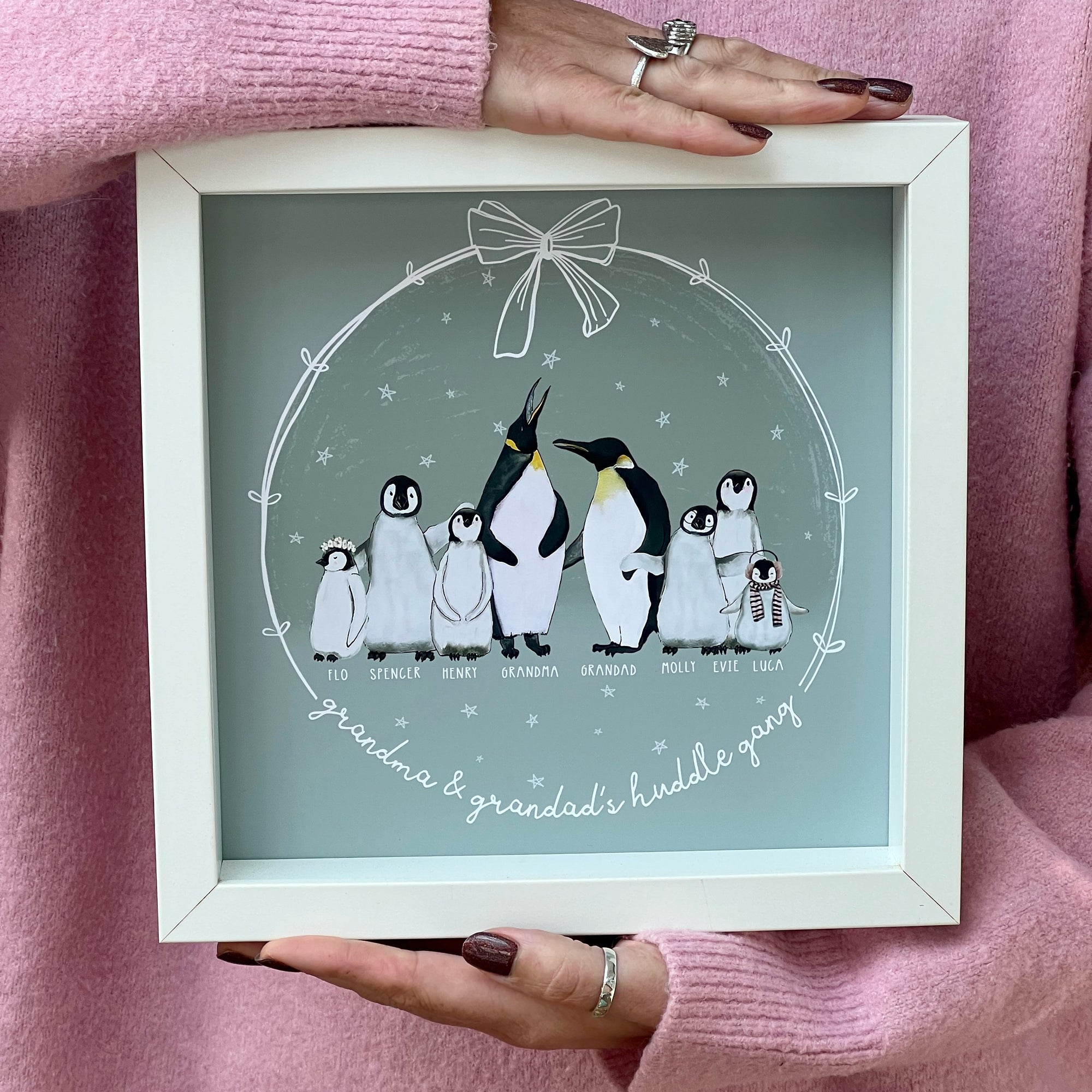 Penguin Family Portrait Print Square