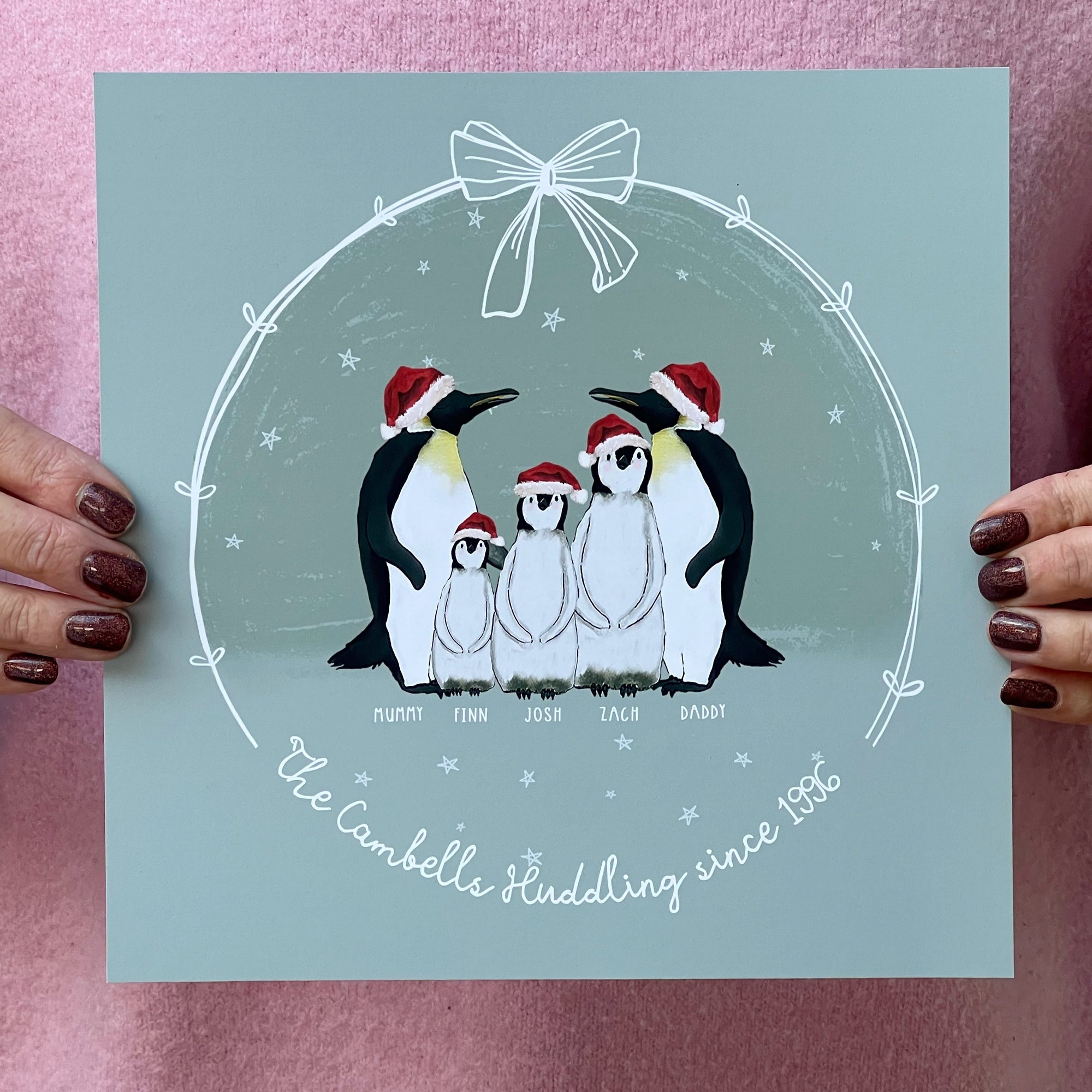 Penguin Family Portrait Print Square