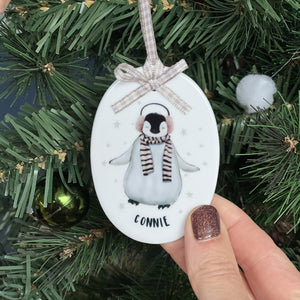 Ceramic Baby Penguin Christmas Decoration