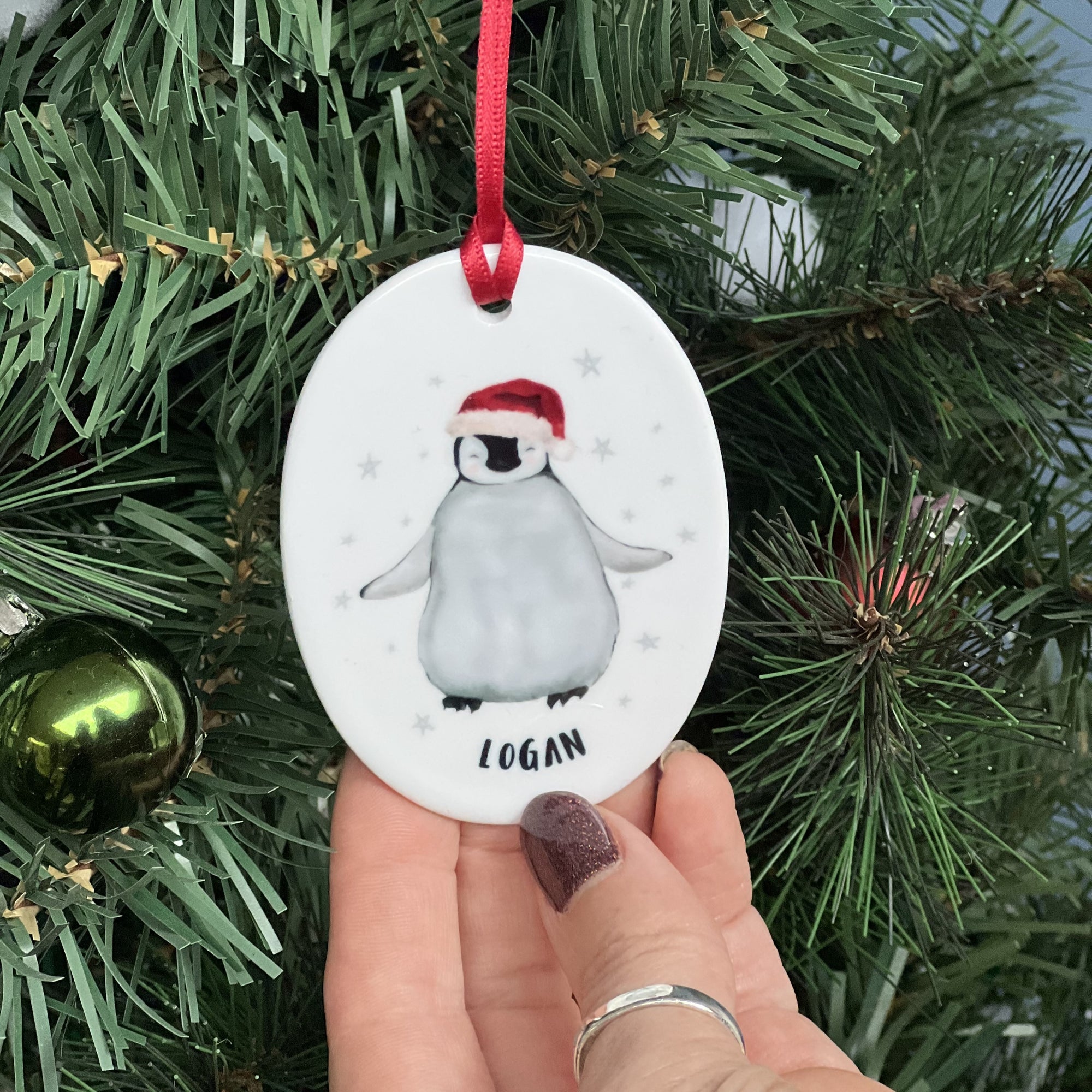 Ceramic Penguin Christmas Decoration