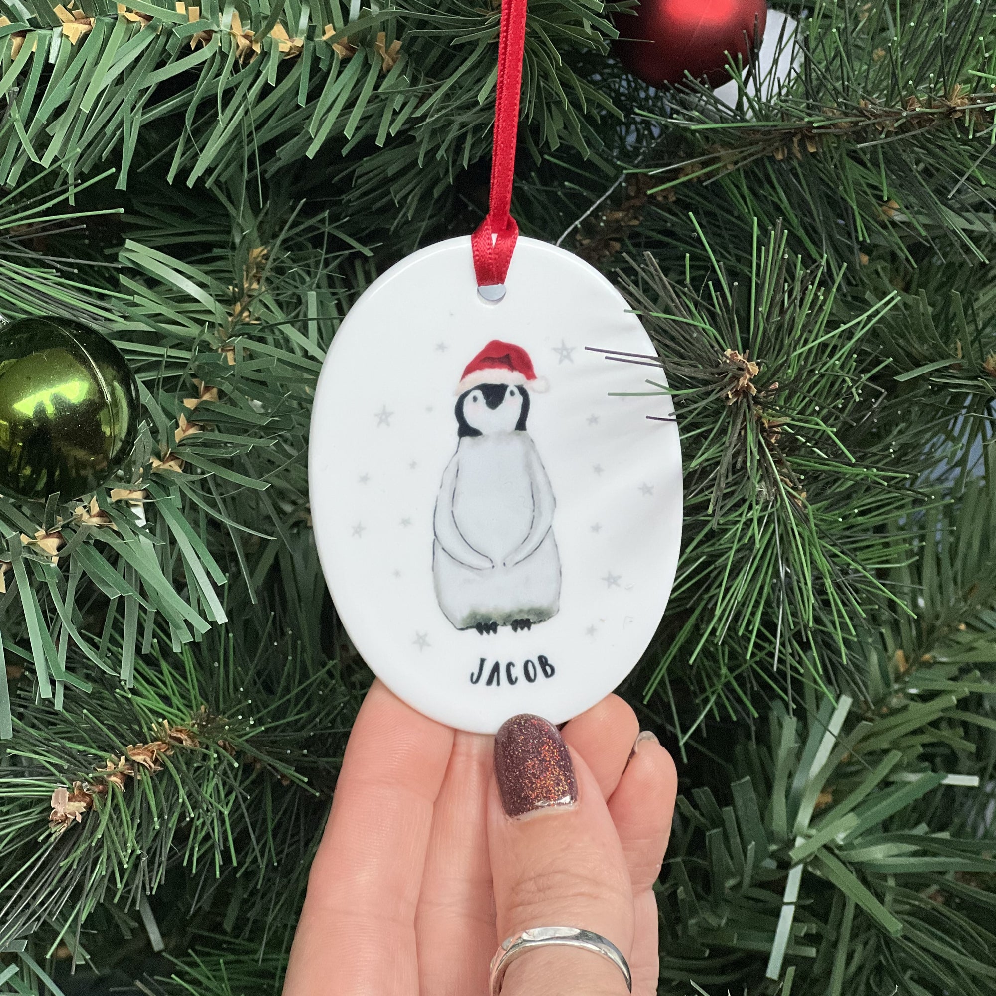 Ceramic Penguin Christmas Decoration