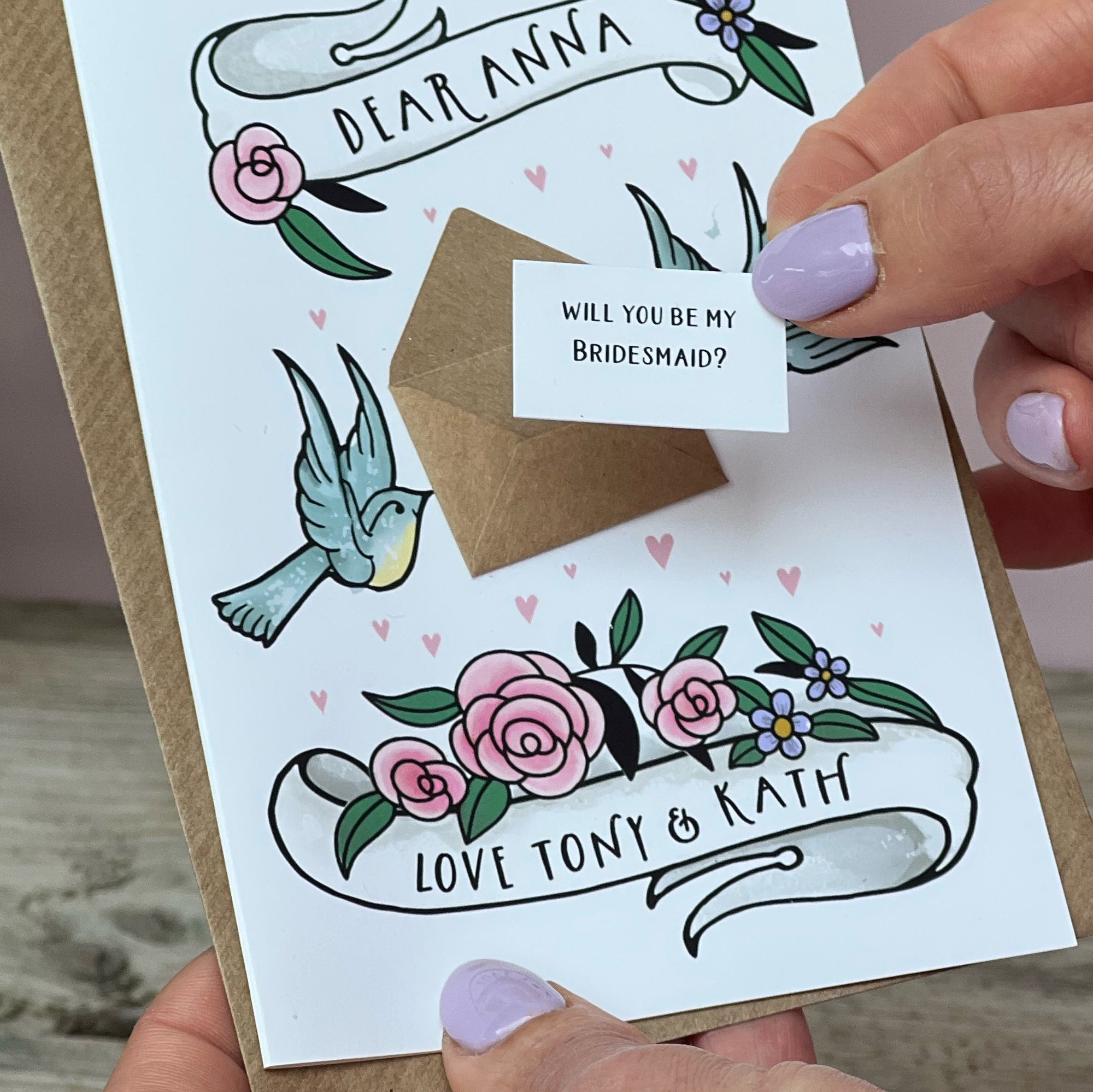 Will You Be My Bridesmaid Card With A Mini Letter