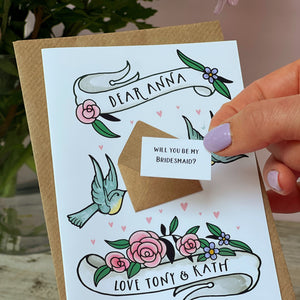Will You Be My Bridesmaid Card With A Mini Letter