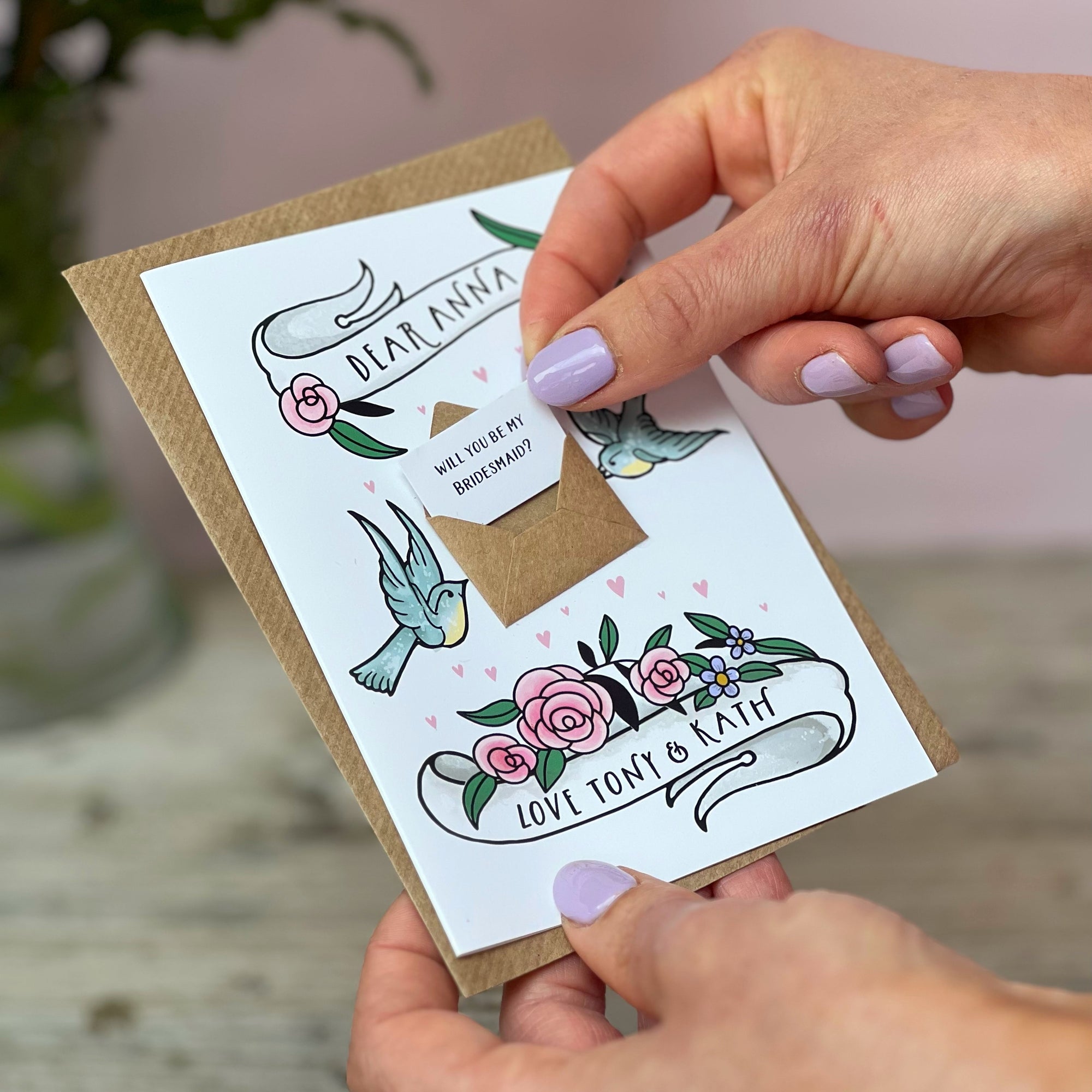 Will You Be My Bridesmaid Card With A Mini Letter